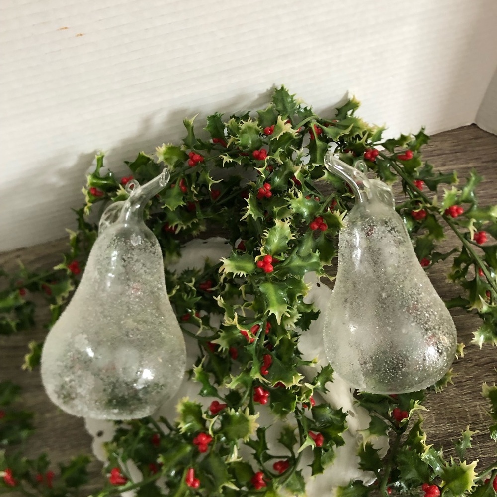 Pair of Pear Glass Holiday Ornaments